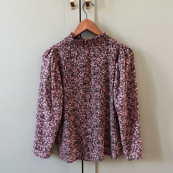 Mango sheer floral pleated blouse - Picture 5 of 5